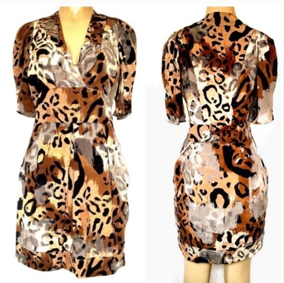DIANE VON FURSTENBURG Sabine Animal Print Dress Size 6 LUXURY - Picture 3 of 9
